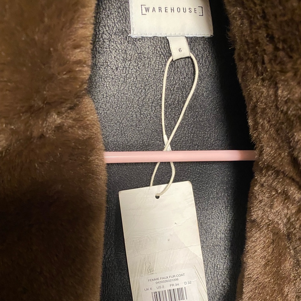 Warehouse Brown Teddy Coat Jacket - Picture 5 of 5